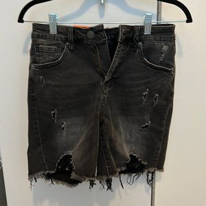 RISEN LOS ANGELES High rise distressed long shorts- washed black